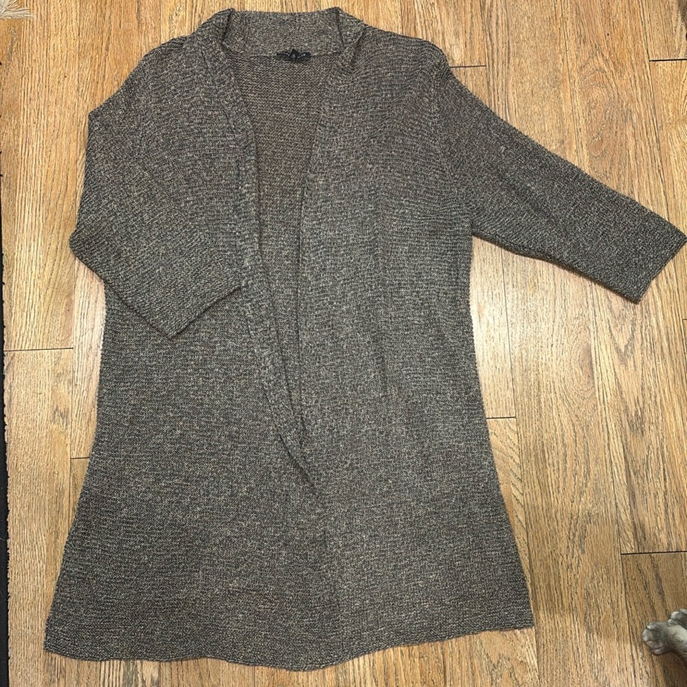 Eileen Fisher 100% Linen Open Front Duster Cardigan Large Lightweight Lagenlook